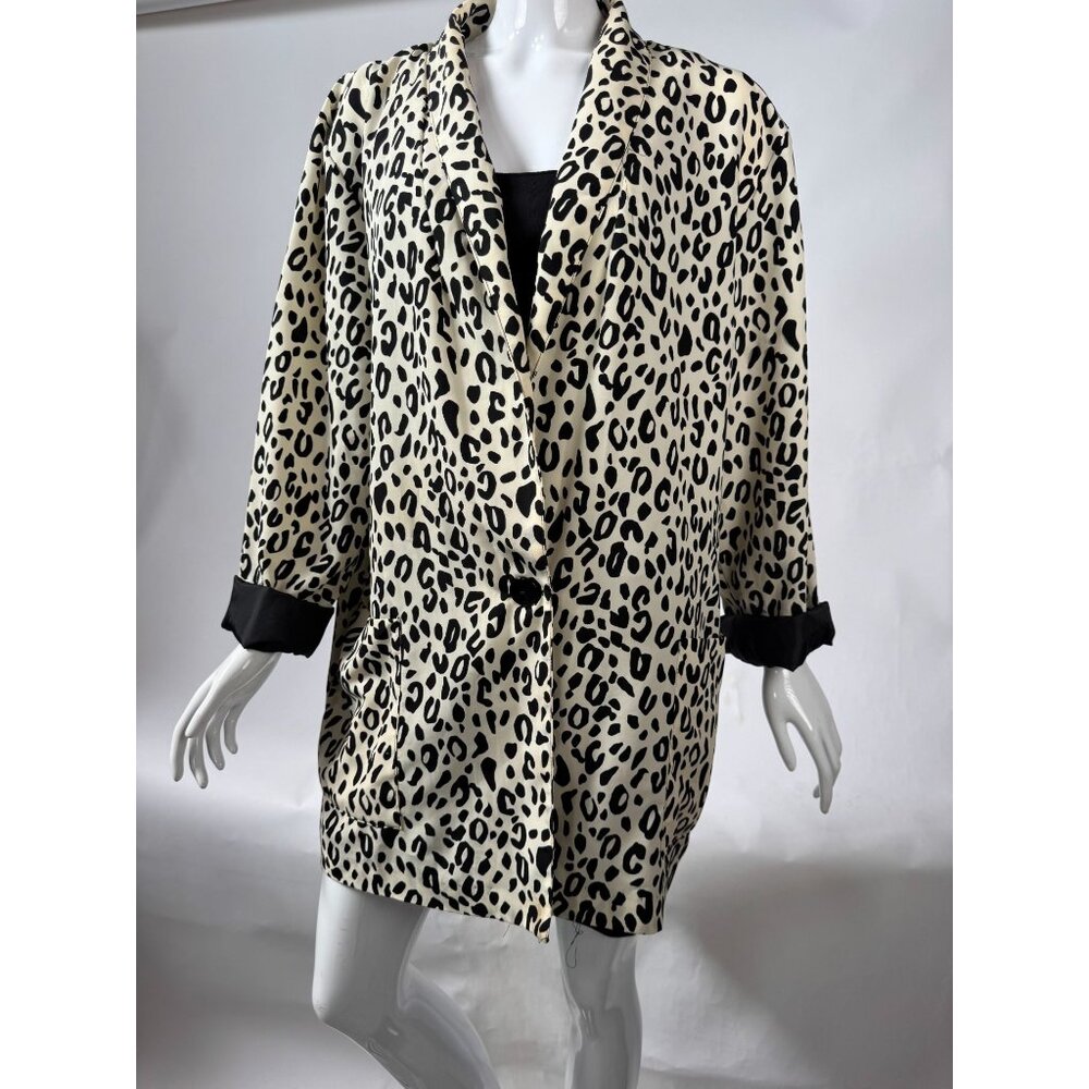 Vintage Kensington Square XL Leopard Print Blazer Jacket Made In USA